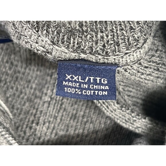 Tommy Bahama 1/4 Zip Pullover Mens 2XL Gray Cable Knit Sweater Preppy Old School - Picture 9 of 10